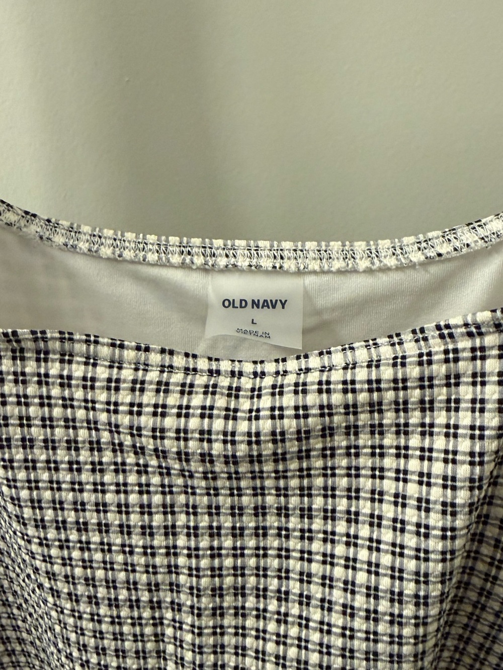 Old Navy Black and White Checked Pique Side-Tie Swim Dress - Picture 4 of 8